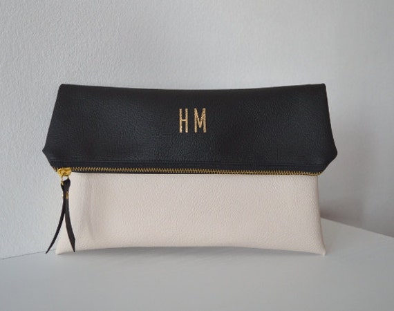 Black and White Foldover Clutch