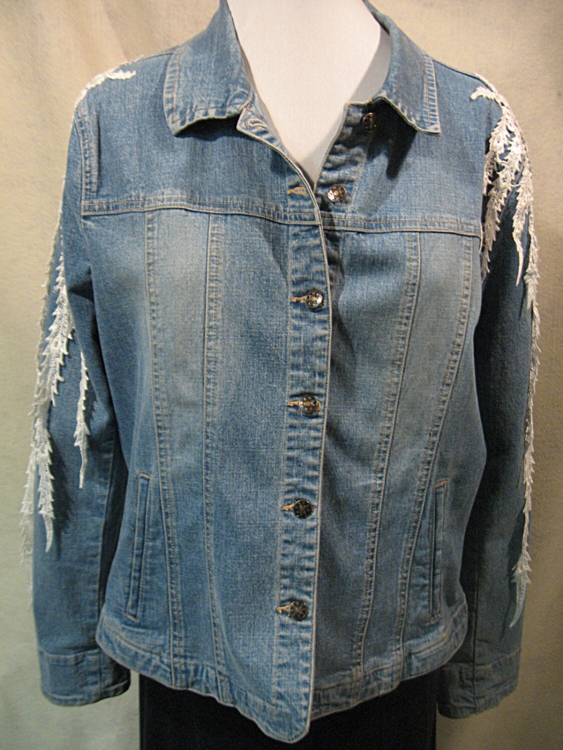 Fringed Denim Jacket Fringed Jean Jacket Embellished Denim