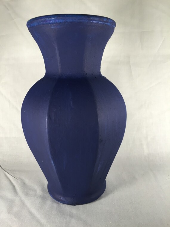 Navy Blue Glass Vase Sapphire Glass Vase 9 by IlluminatingDecor