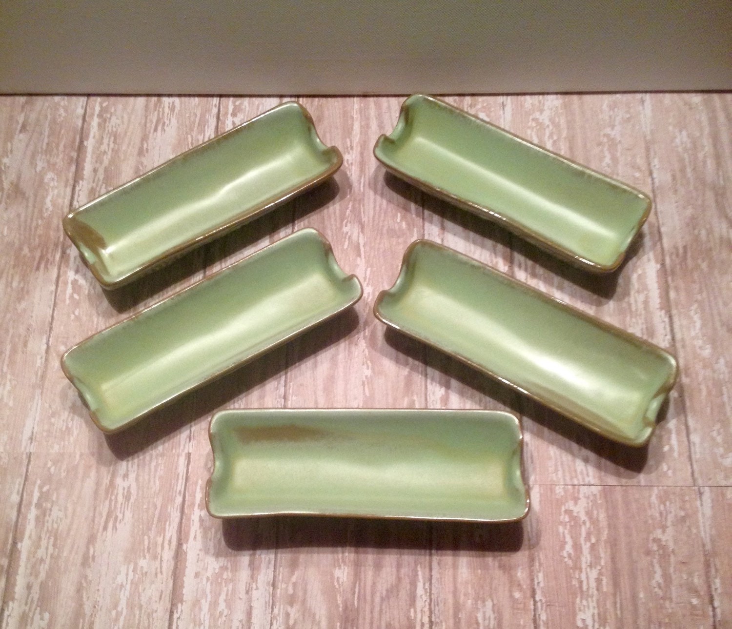 Vintage Frankoma Prairie Green Corn on the Cob Dishes Sapulpa Clay