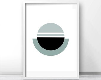 Abstract Wall Art, Geometric Print, Digital Download Art, Modern Wall Art Print, Abstract Print, Teal Blue And Black Home Decor Wall Print