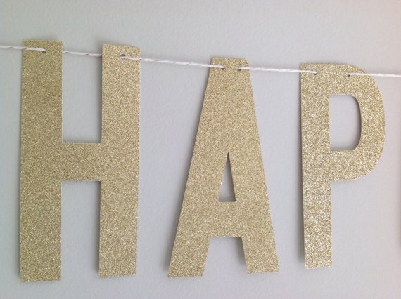 gold glitter happy birthday banner 6 inch letters by apartyinabag