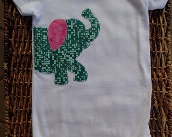 Cute Elephant Bodysuit//Applique//Short-sleeve//24 month