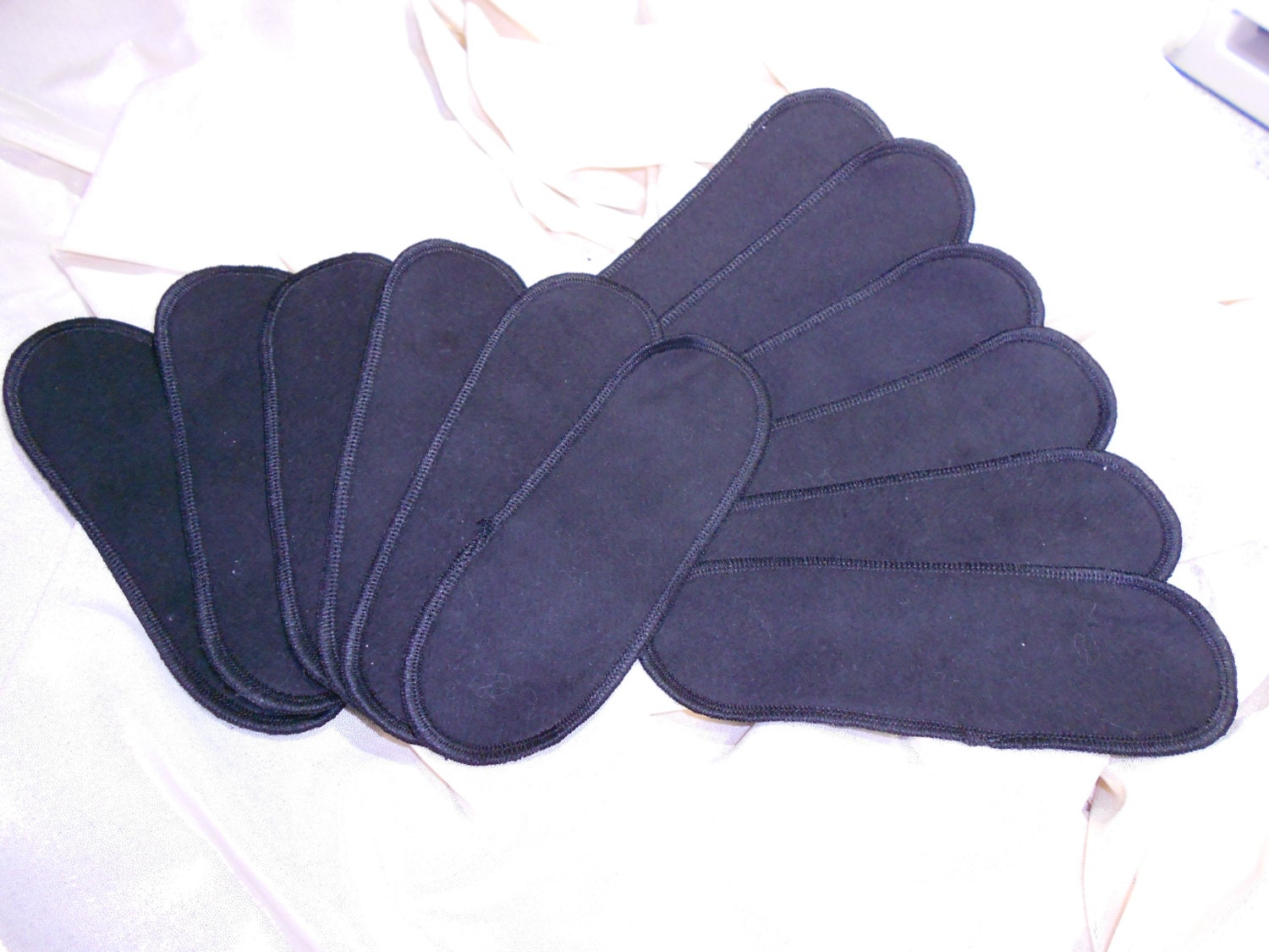 12 black panty liners reusable washable ecological 100 CO