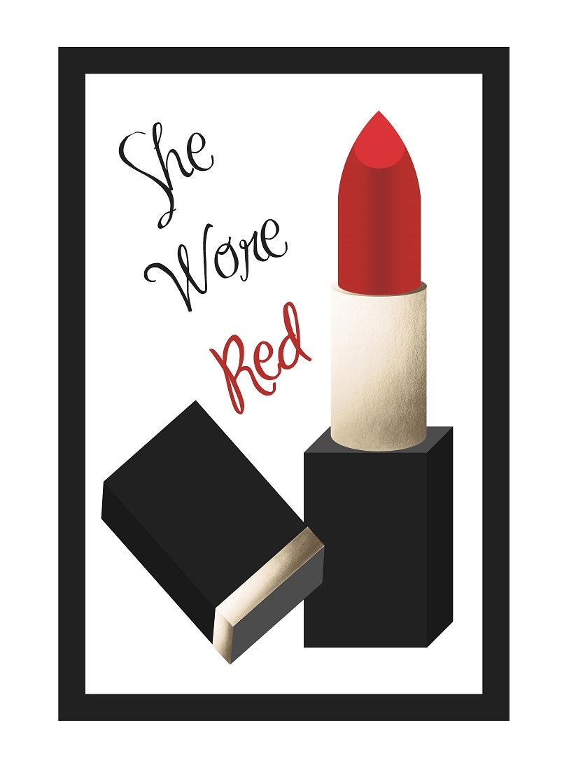 A Red Lipstick Print Lipstick wall art she by OlicePartyPrintables