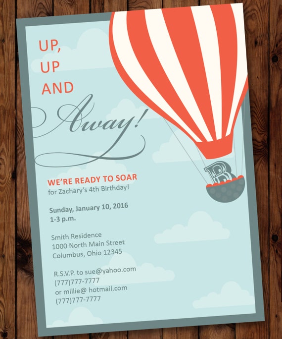Up Up And Away Invitations 8