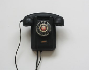 Vintage Rotary Phone - Black Wall Telephone - Vintage telephone - Soviet Vintage Hanging Phone