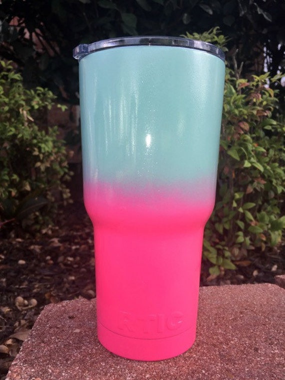 Yeti Rambler/ RTIC cup Hot Pink and Baby by TheCraftyLemonTree