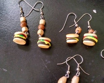 MADE TO ORDER hamburger earings fast, food earings