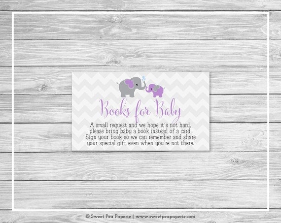 Elephant Baby Shower Book Instead of Card Insert Printable
