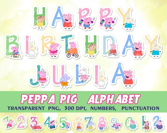 Peppa Pig Alphabet clipart birthday decorations digital