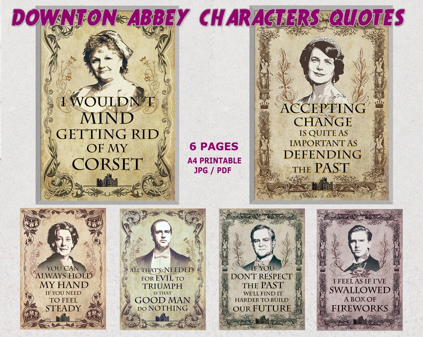 Downton Abbey printable quotes Downton abbey by CutOutAndPlay