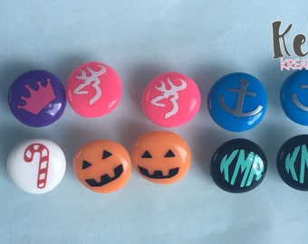 Personalized stud earring- cute earrings- biggie bead earring- perler bead earrings- homemade earrings- monogram earrings.