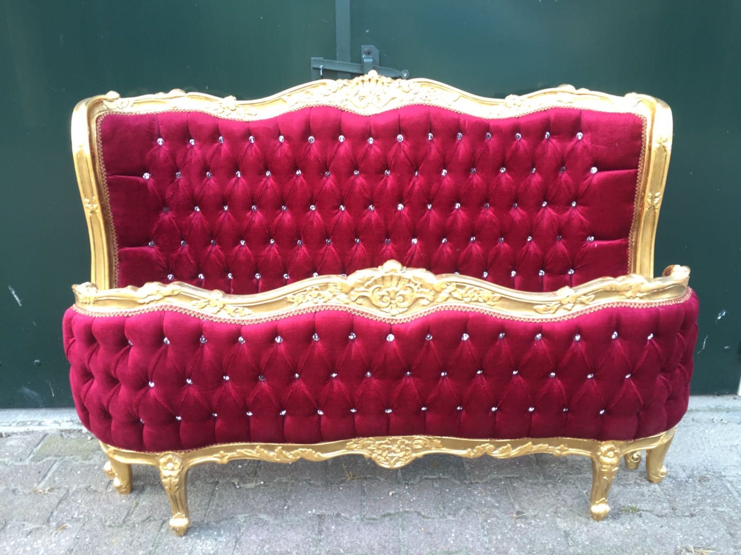 SOLD Bed Frame Gold Frame Tufted Bed Frame Full Size Bed Gold