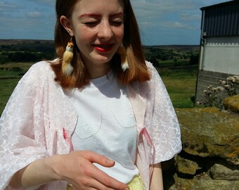 Hand embroidered wonky boob t-shirt
