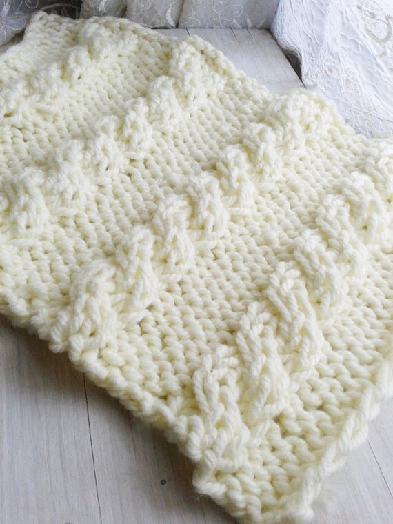 PDF Knitting Pattern Cable Mini Blanket Instant Download/