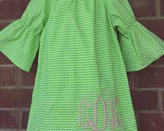 Monogrammed dress / Peasant dress / boutique dress