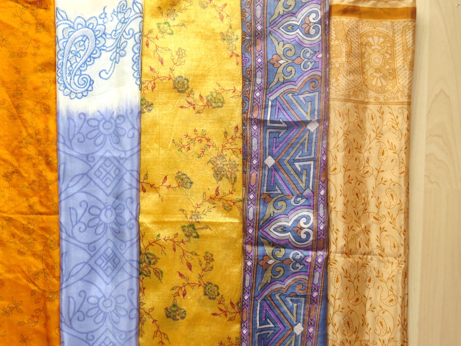 Recycled Sari Silk Ribbon Floral Saree Ribbon Spring Sari Wrap Bracelet