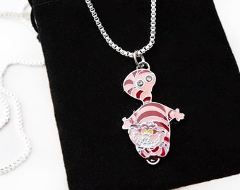 Sterling Silver Necklace, Alice In Wonderland Jewellery, Alice In Wonderland Necklace, Tim Burton Cheshire Cat ,Silver Necklace, Easter Gift