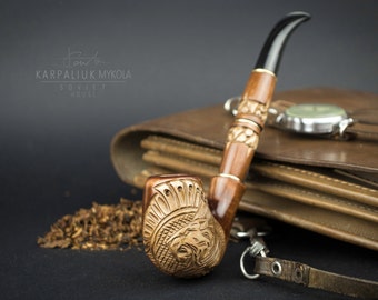 Smoking Pipe "Lion mane ". Wood carved smoking pipe. Tobacco Pipes. Wooden Pipe. Tobacco Bowl. Wooden Pipes.