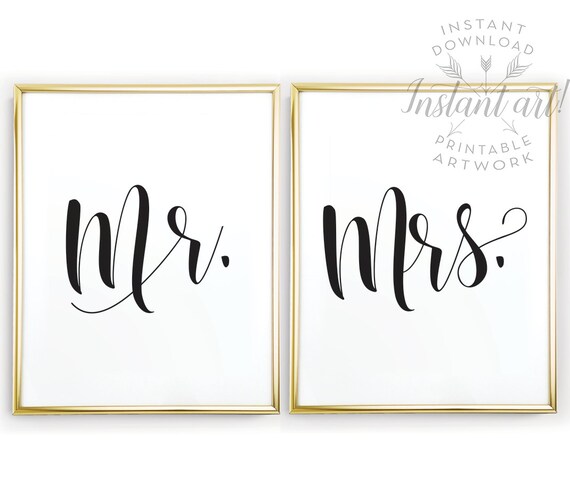 Mr and Mrs sign PRINTABLE wedding signwedding by TheCrownPrints