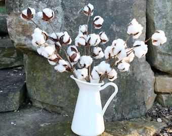 Cotton Boll Stems, Set of 3-20" Cotton Stems, Cotton Branches, Natural Cotton Bolls, Farmhouse Decor, Rustic Wedding Decor, 2nd Anniversary