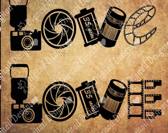 Love Photography SVG - png - dxf - eps - fcm - ai - Cut File for Silhouette, Cricut - Camera Love SVG - Photographer SVG