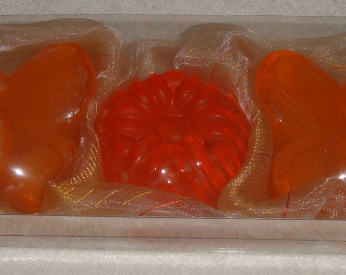 Orange Butterflies Soap Gift Pack, Luxury Handmade Soap, Glycerin Scented Soap, Halloween Gift, Birthday Gift, Party Gift, Beauty Gift Set