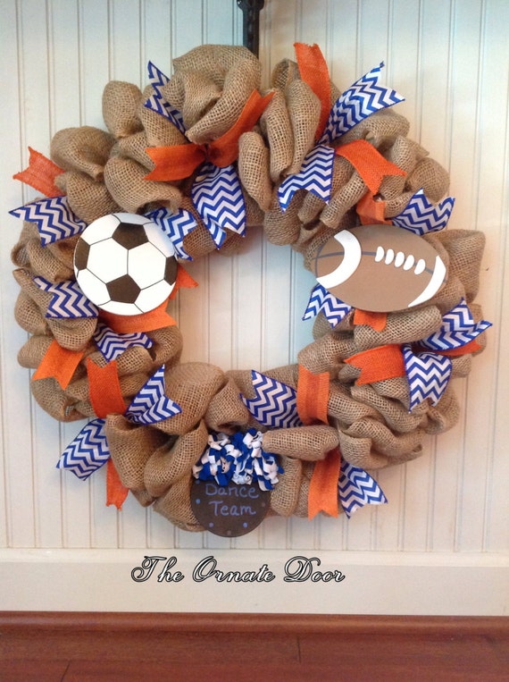 Multisport burlap wreath burlap sports wreath made to