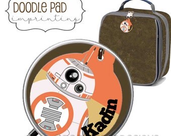 Personalized BB8 Star Wars Lunch box ID Tag, Zipper Pull