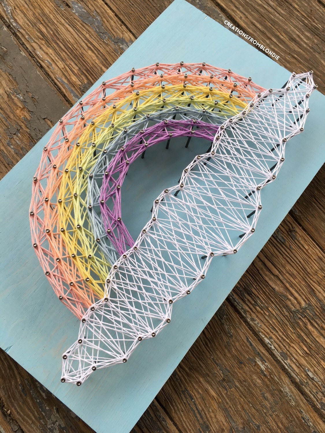 Rainbow String Art Sign MADE TO ORDER by CreationsFromBlondie