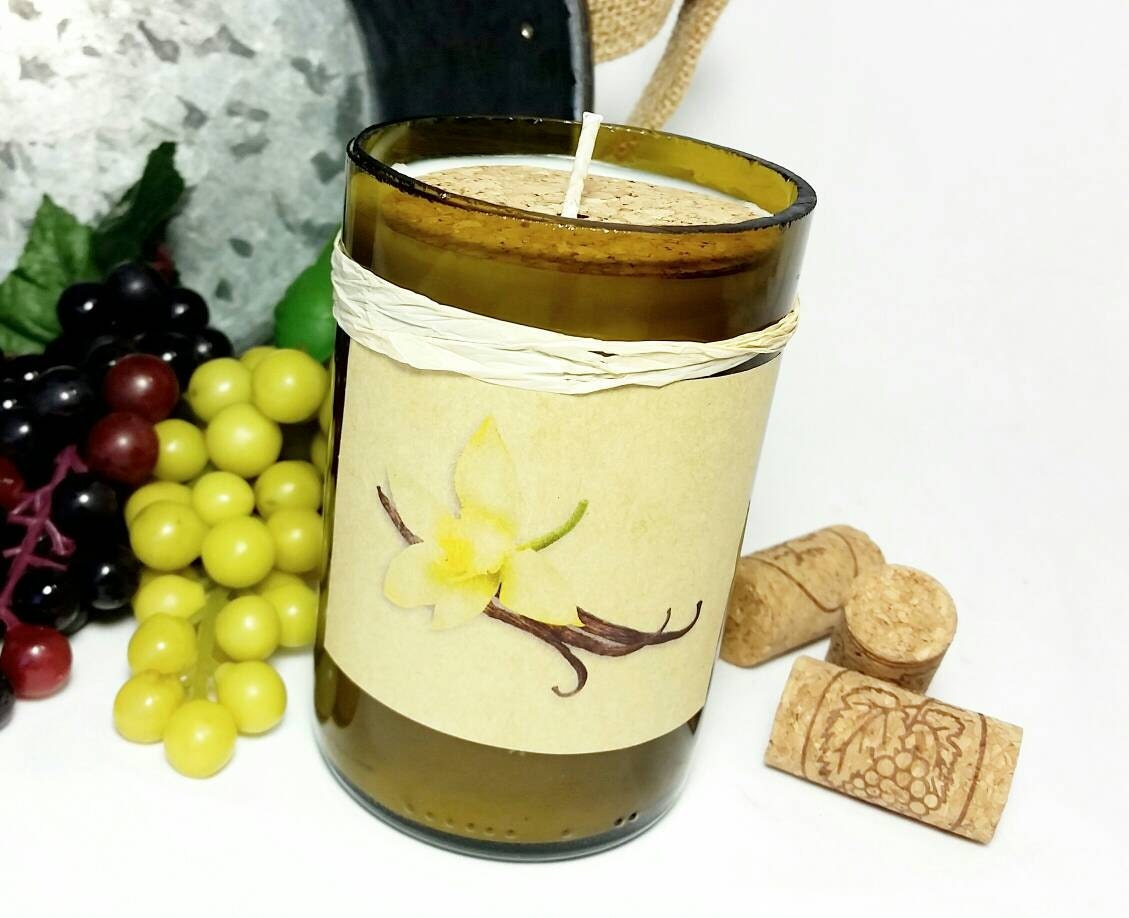 Wine Bottle Candle/Scented Soy Wax Candle/Repurposed Glass