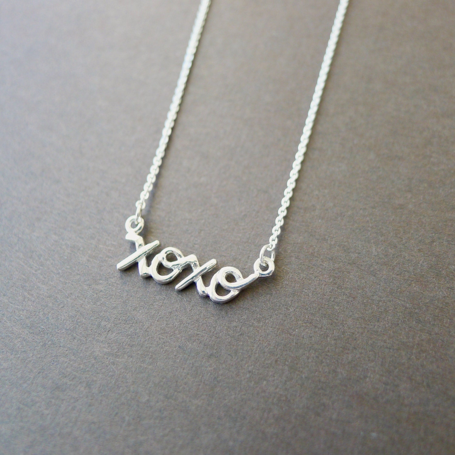 Sterling Silver XOXO Necklace, Handwritten Necklace, Love Jewelry, Hug and Kiss, XO Necklace, Gift for Mom, Push Present, Hugs and Kisses