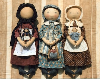 PATTERN Early Style "Settler Dolls" primitive cloth doll pattern