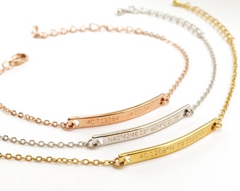 Custom Engraved Bracelet- Coordinates Bracelet, Customized Couple Bracelets, Latitude Longitude Bracelets, Location Bracelet