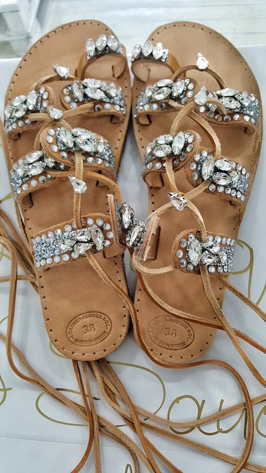 Greek sandals gladiators crystals by boutiqueofsandals on Etsy