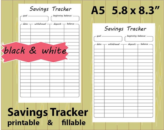 Savings Tracker Finance Organizer Savings by TatDigitalCreativity