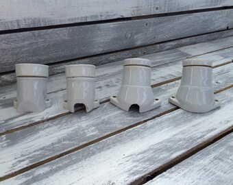 Vintage Industrial German Set von Keramik Fassung E 27