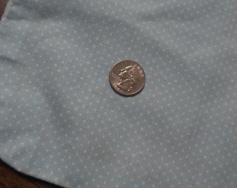1930's FEED SACK, White dots on Baby Blue, 17" x 21.5" when opened.