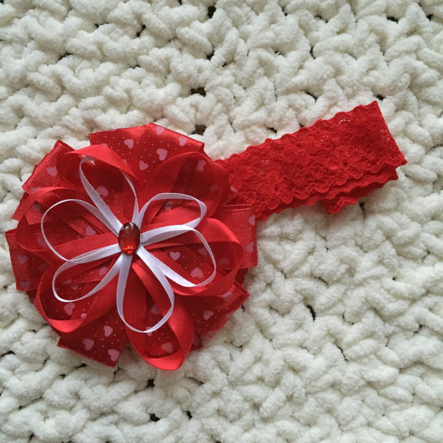 Valentines day headband by ClipsBowsandCo on Etsy