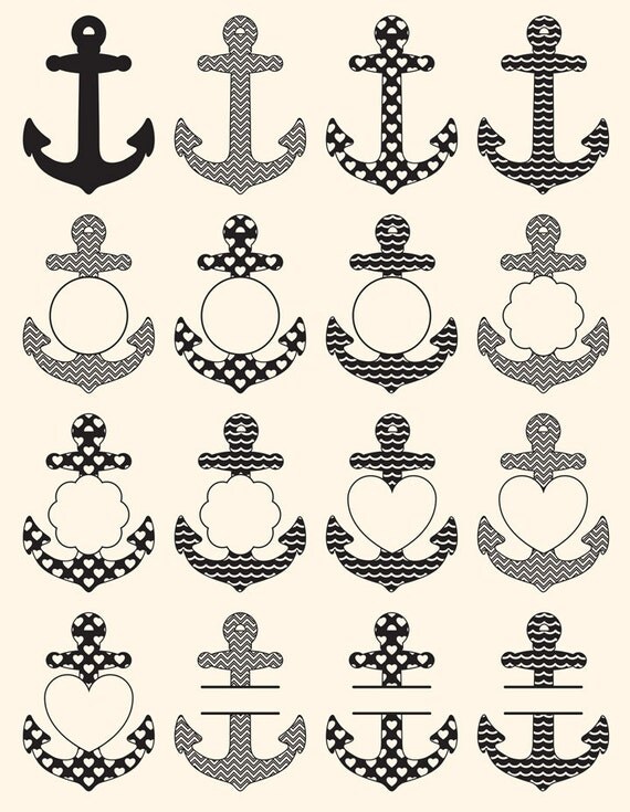 Download Nautical Anchor Monogram Frame SVG, Anchor SVG, Anchor ...