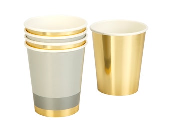 Gold Paper Cups, Party Cups, Gold Party, Gold Wedding, Gold Cups, 50th Wedding, Gold Foil, Gray and Gold, Gold Baby Shower, New Year's Eve