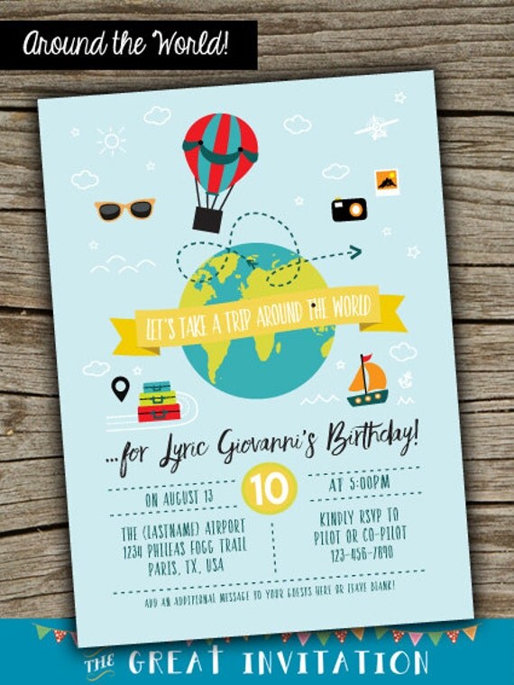 Around The World Birthday Invitations 9