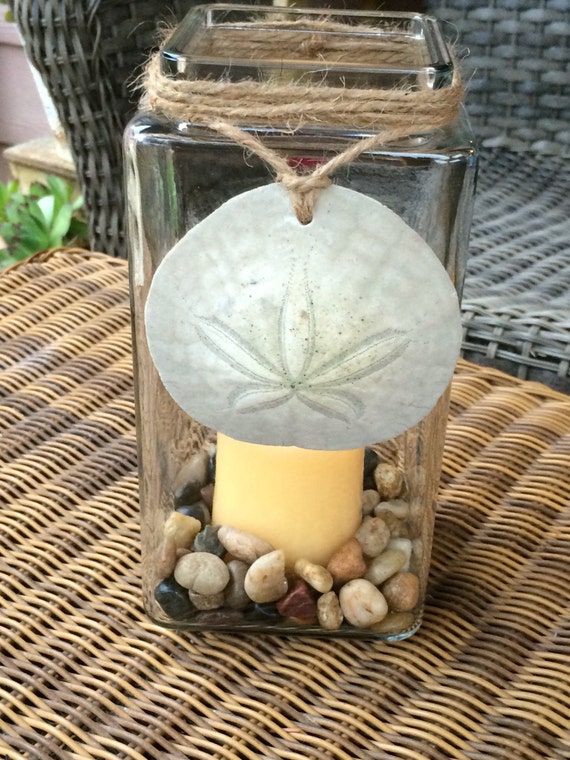 Items similar to Square Candle Holder with Sand Dollar Charm on Etsy