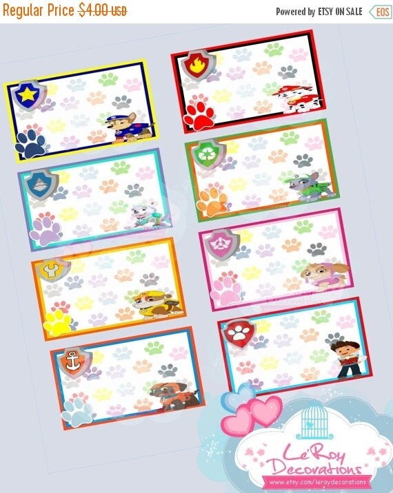 Paw patrol food labels free