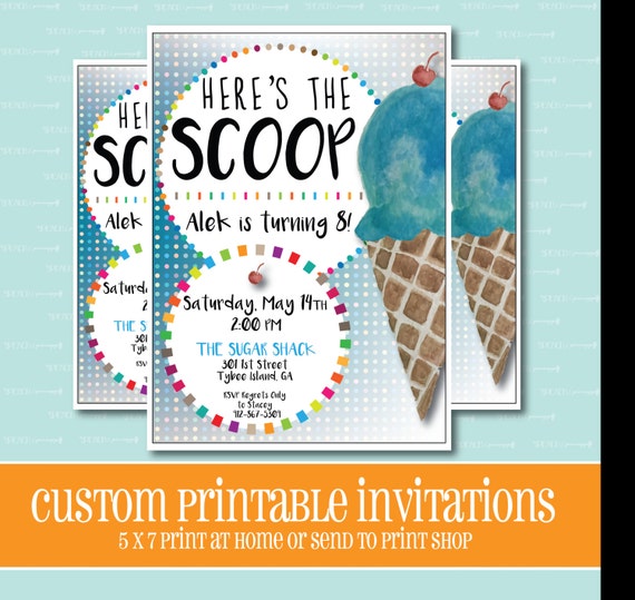 Here's The Scoop Birthday Invitation Printable