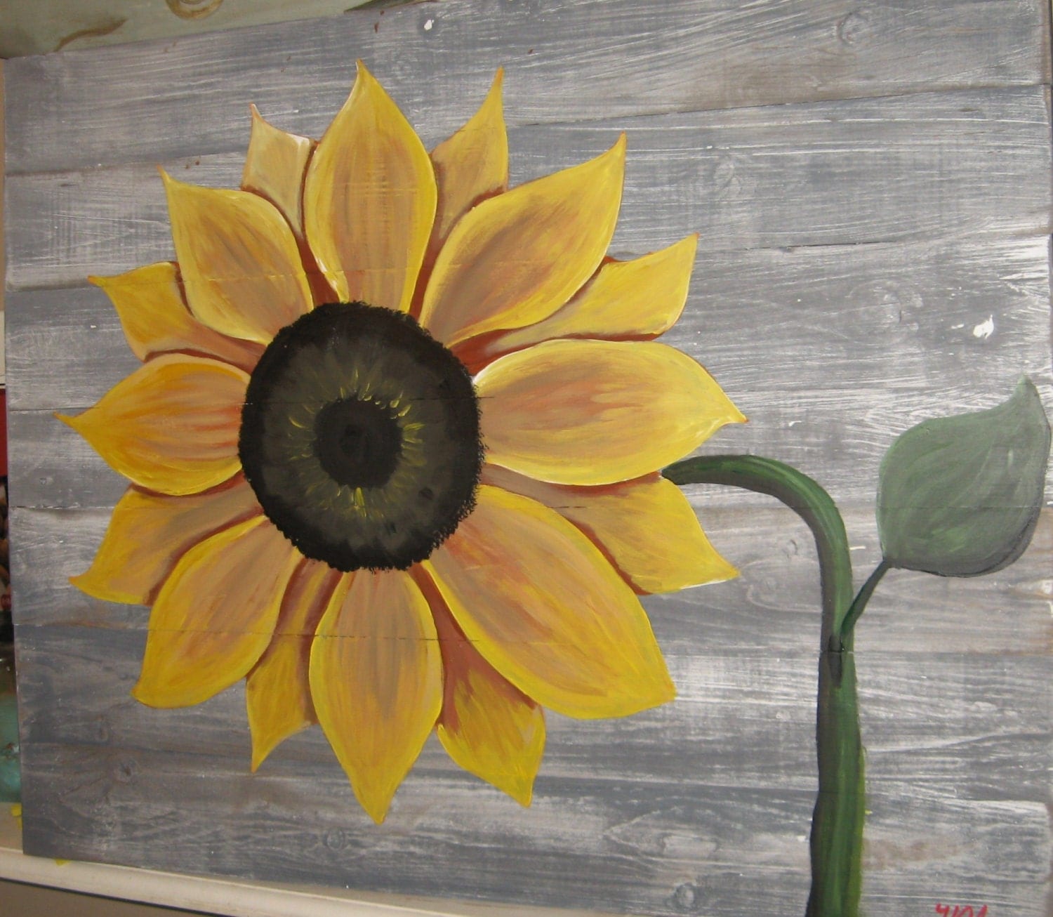 Sunflower Painting on Wood Sunflower Art Wood Sunflower