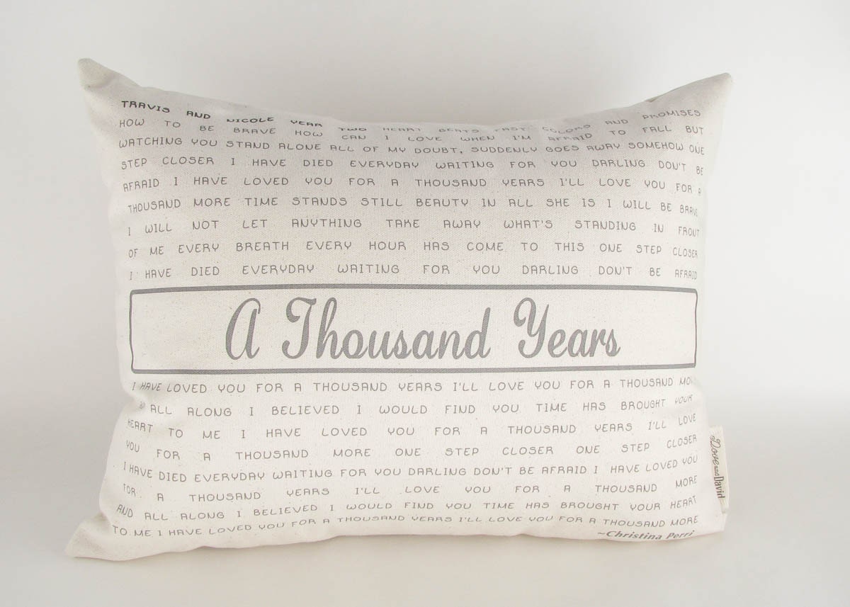 Song Lyrics Pillow Favorite Poem Two Year by DoveAndDavid on Etsy