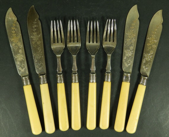 Set of Vintage Fish Knives & Forks EPNS Blades and by BerrysBits