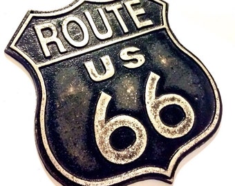Vintage Style Route 66 Sign - Road Signs - Fathers Day Gift - Rusty Metal Signs - Hot Rod Decor - Car Theme Nursery Decor - Gifts For Dad